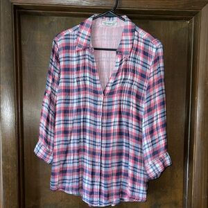 Vintage America Red and Blue Plaid Button-Down Shirt